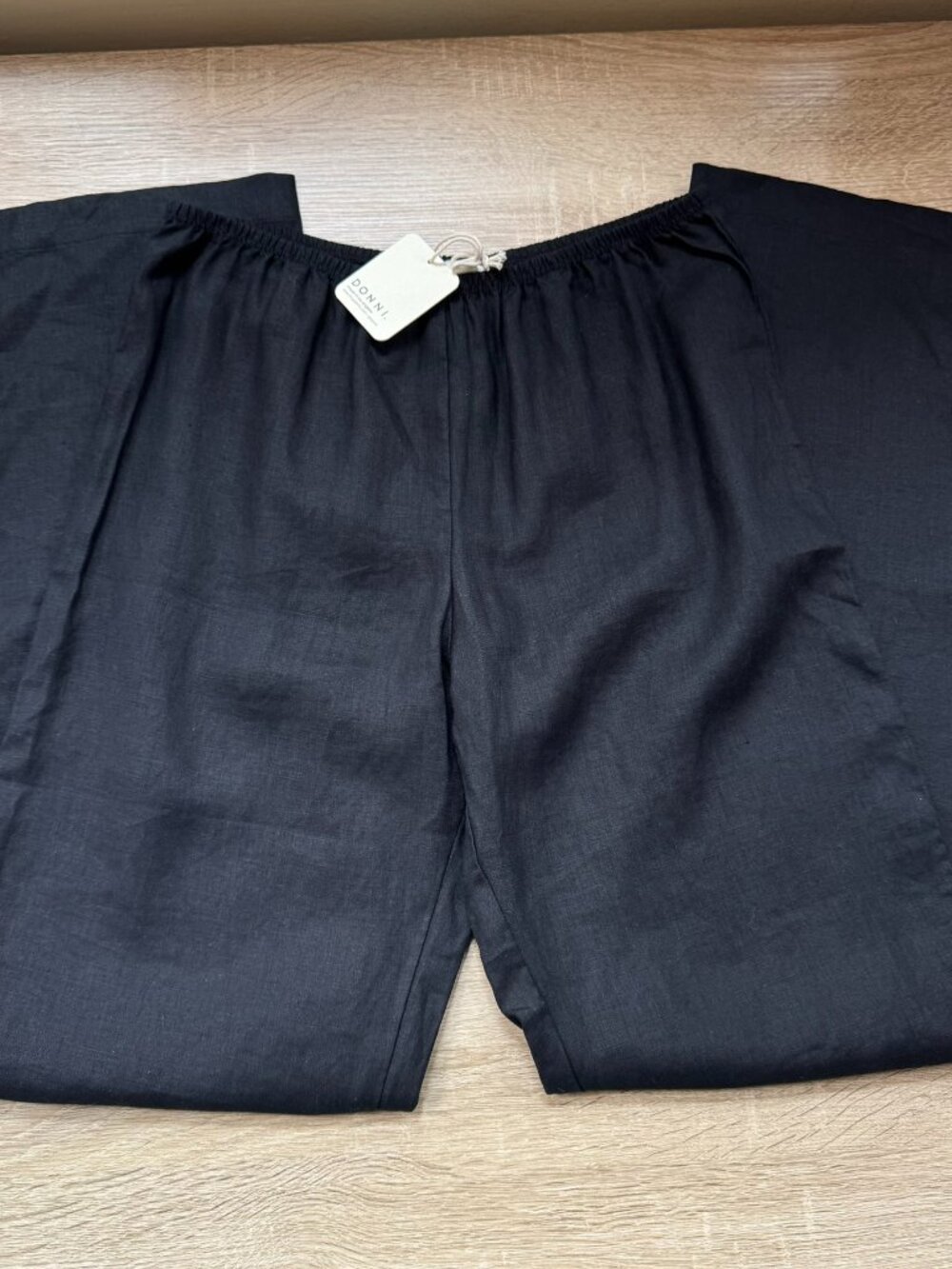 NWT DONNI The Linen Simple Pants in Jet Black XS - Picture 4 of 6